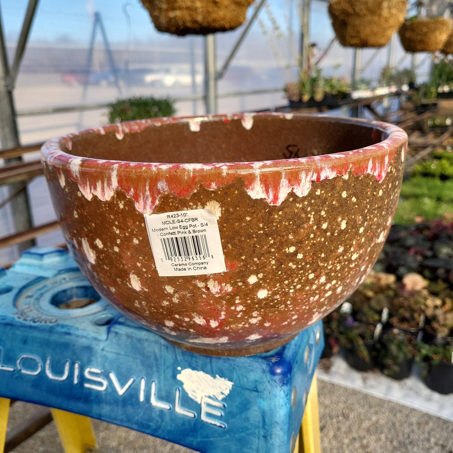 10" Egg pot low Pink/Brown