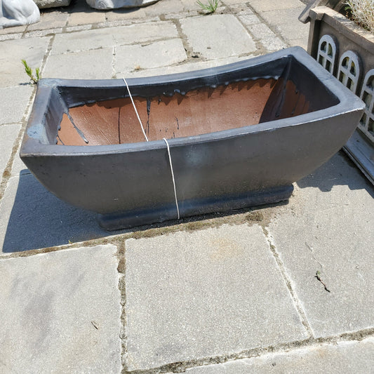 Black rectangle glazed planter