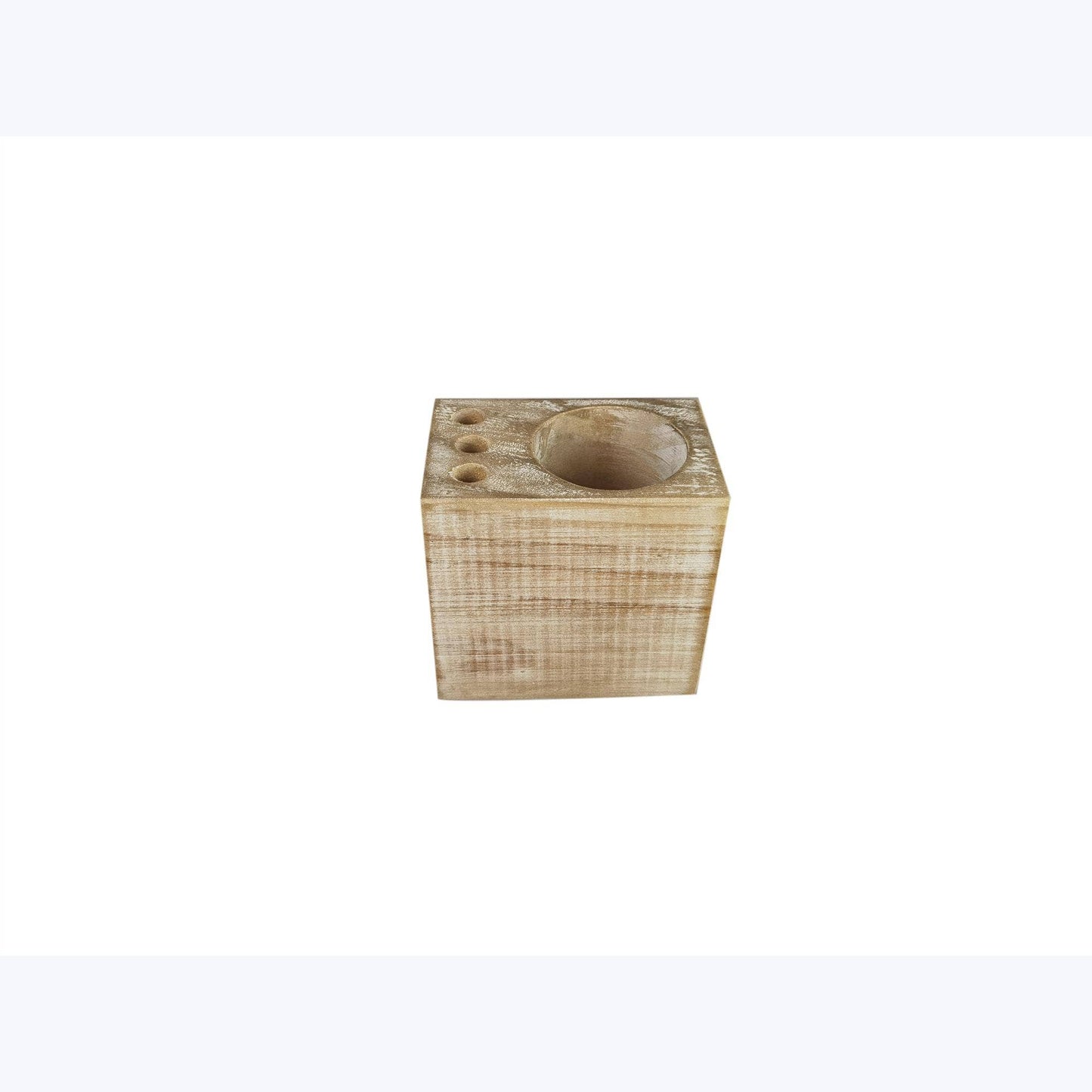 Young's - Wood White Washed Tabletop Pencil Holder  (SKU#: 20833)