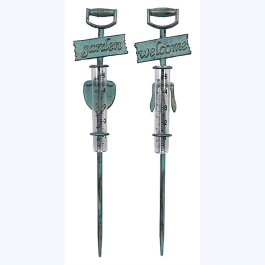 Young's - Cast Iron Garden Tool Stake with Rain Gauge