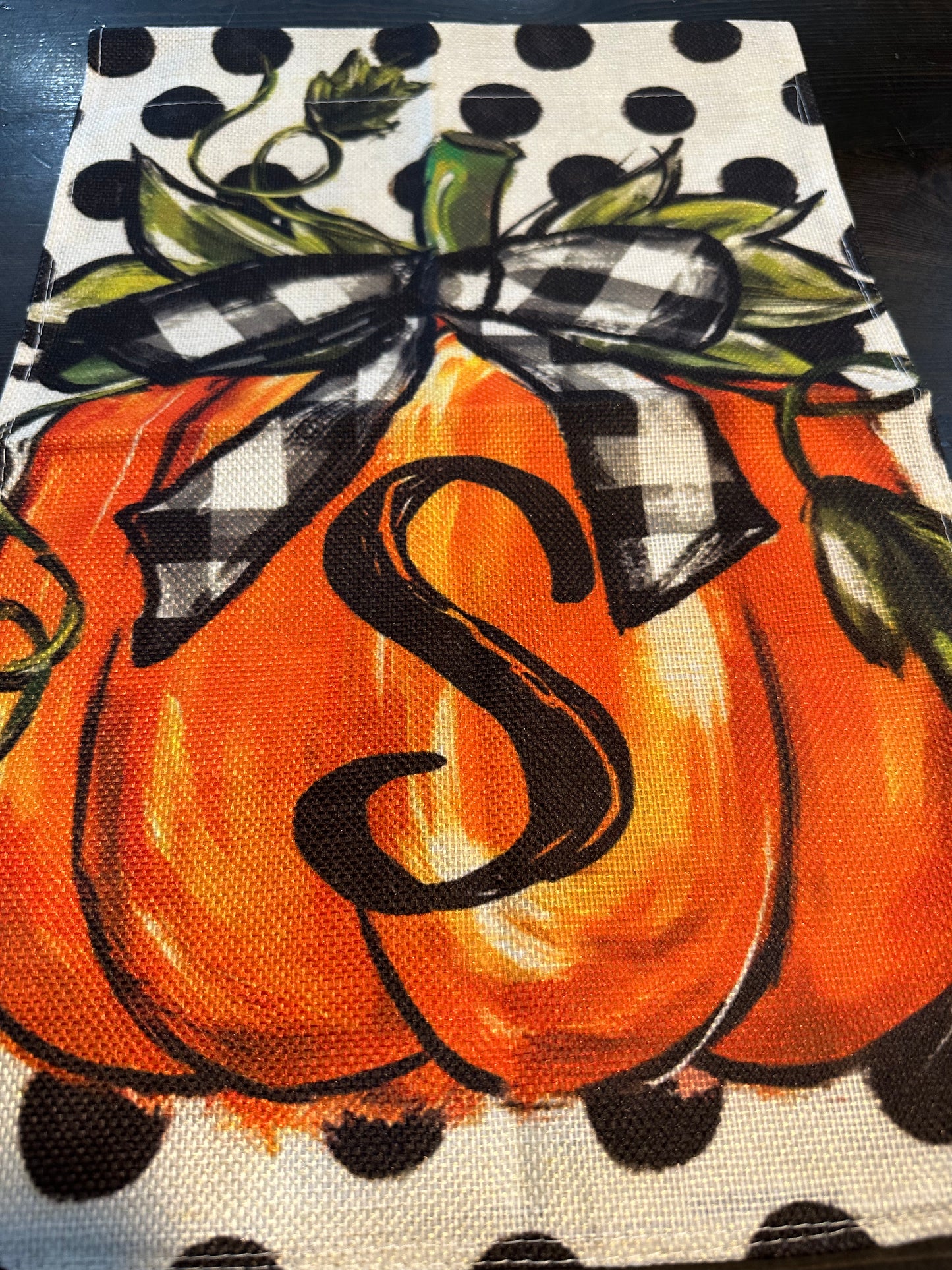 Fall Pumpkin Initial Garden Flag