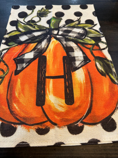 Fall Pumpkin Initial Garden Flag