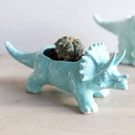 Lisa Angel - Teal Triceratops Dinosaur Planter