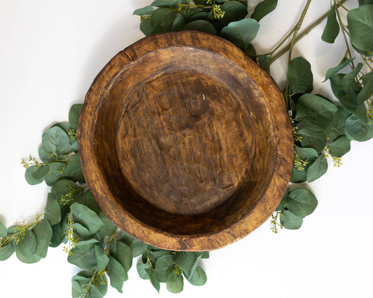 Forever Green Art - Large Wood Round Bowl White