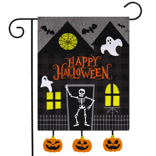 Briarwood Lane - Haunted House Burlap Garden Flag