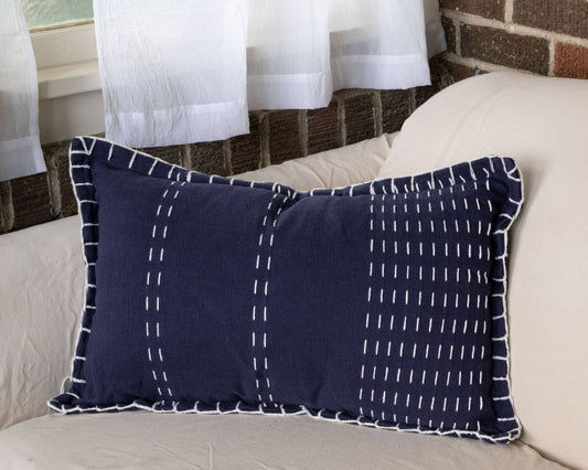 Foreside Home & Garden - 14X22 Hand Woven Kadin Pillow Navy