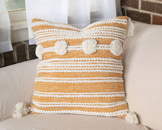 Foreside Home & Garden - SALE - 20X20 Hand Woven Blake Pillow Gold