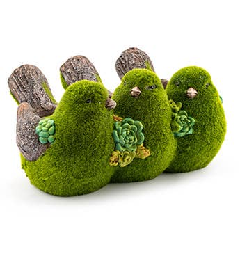 Napco - Mossy Triple Bird Planter #14031