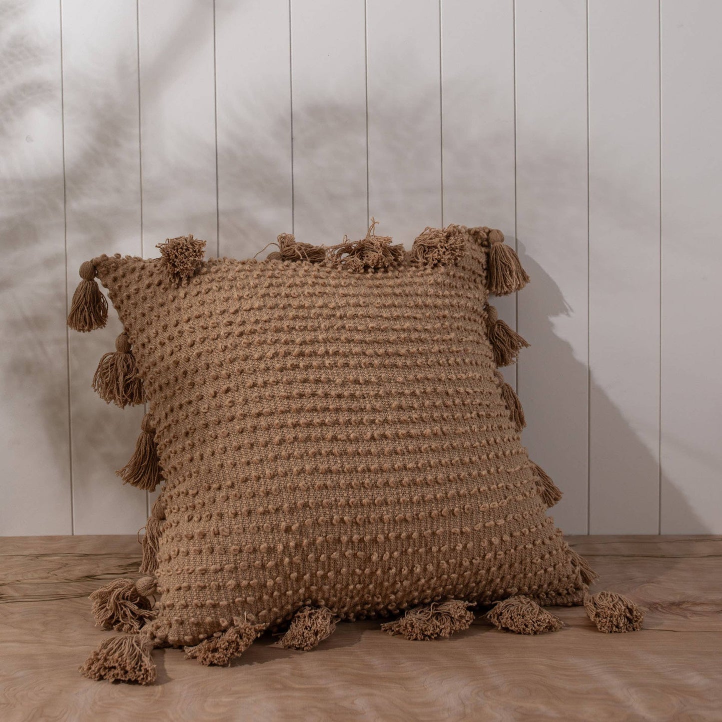 Foreside Home & Garden - 24x24 Hand Woven Margaret Pillow Tan