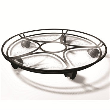 Plastec™ Delray Saucer Caddy™ - Black - 5 Casters - 17in Diam