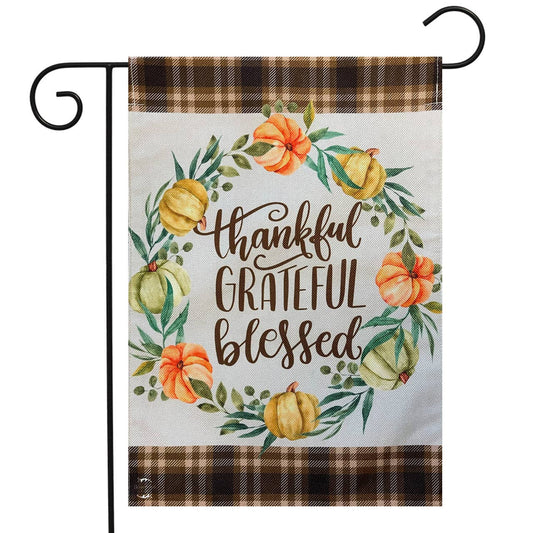 Briarwood Lane - Pumpkin Wreath Burlap Garden Flag