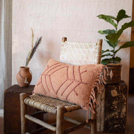 Foreside Home & Garden - 14x22 Hand Woven Frida Pillow Coral