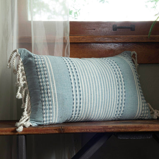 Foreside Home & Garden - 14X22 Hand Woven Nila Pillow Blue