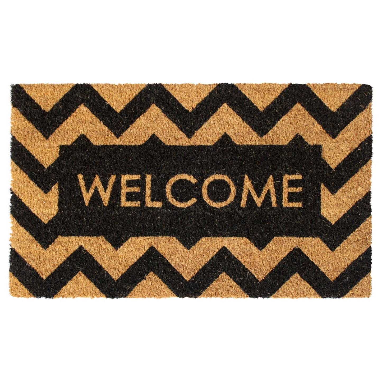 RugSmith - RugSmith Black Herringbone Welcome Doormat, 18" x 30"