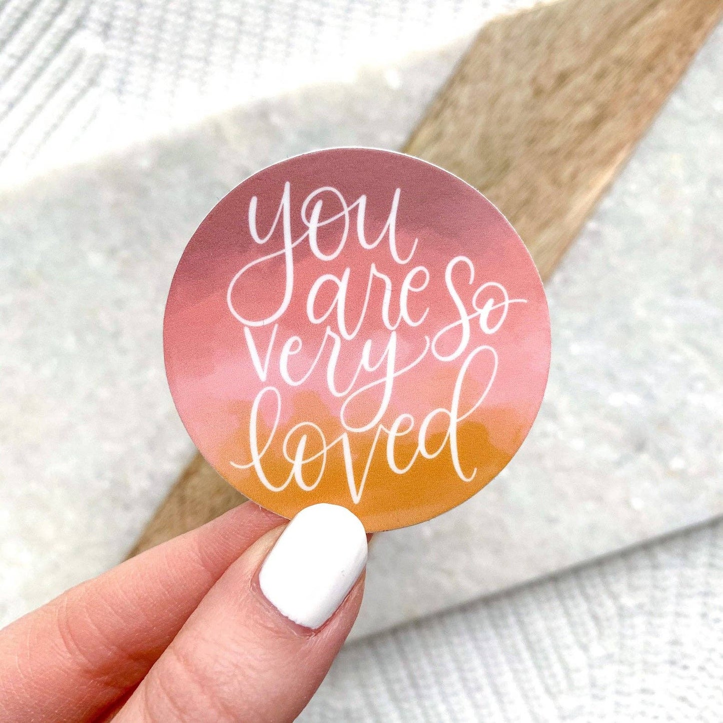 Elyse Breanne Design - You Are So Very Loved Pink and Yellow 2x2in. Sticker