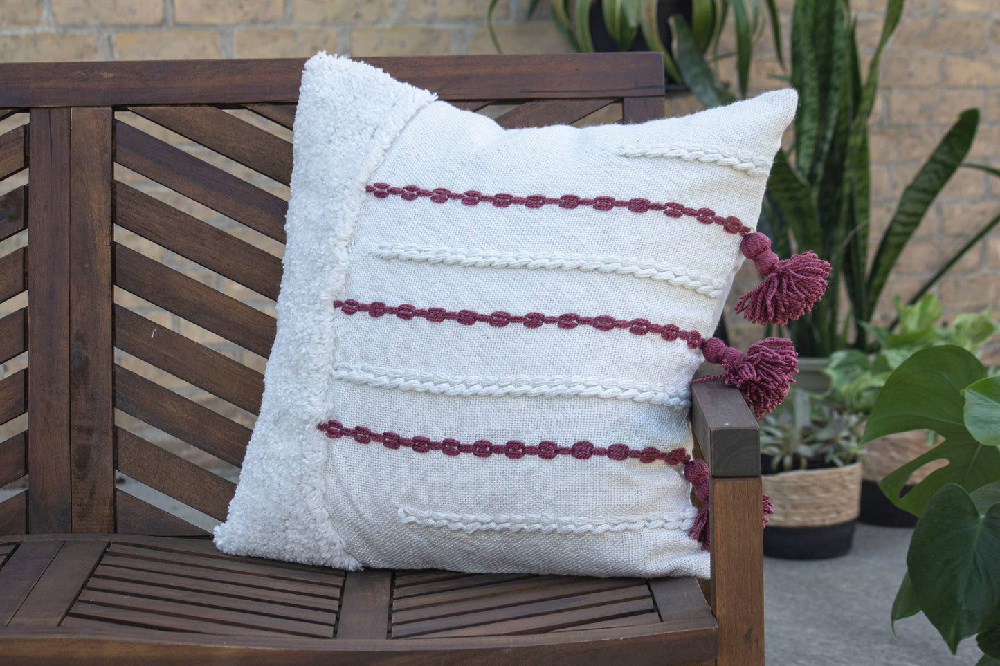 Foreside Home & Garden - SALE - 20X20 Hand Woven Fallon Pillow Mauve