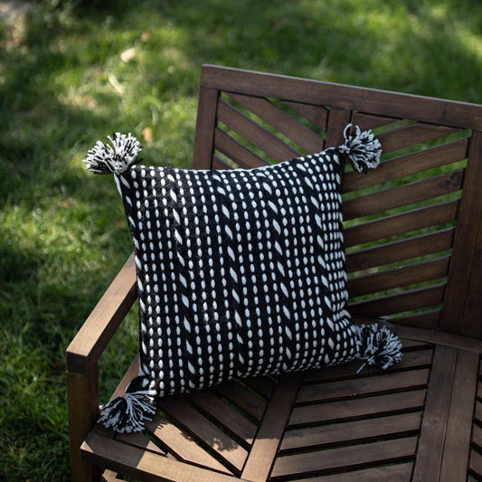 Foreside Home & Garden - 18x18 Hand Woven Odin Pillow Black