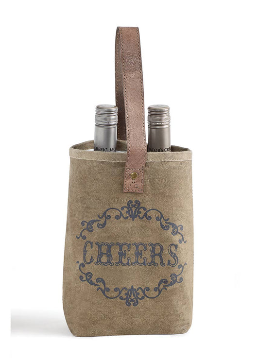 Mona B. - Cheers Up-Cycled Canvas Double Wine Bag, M-5117