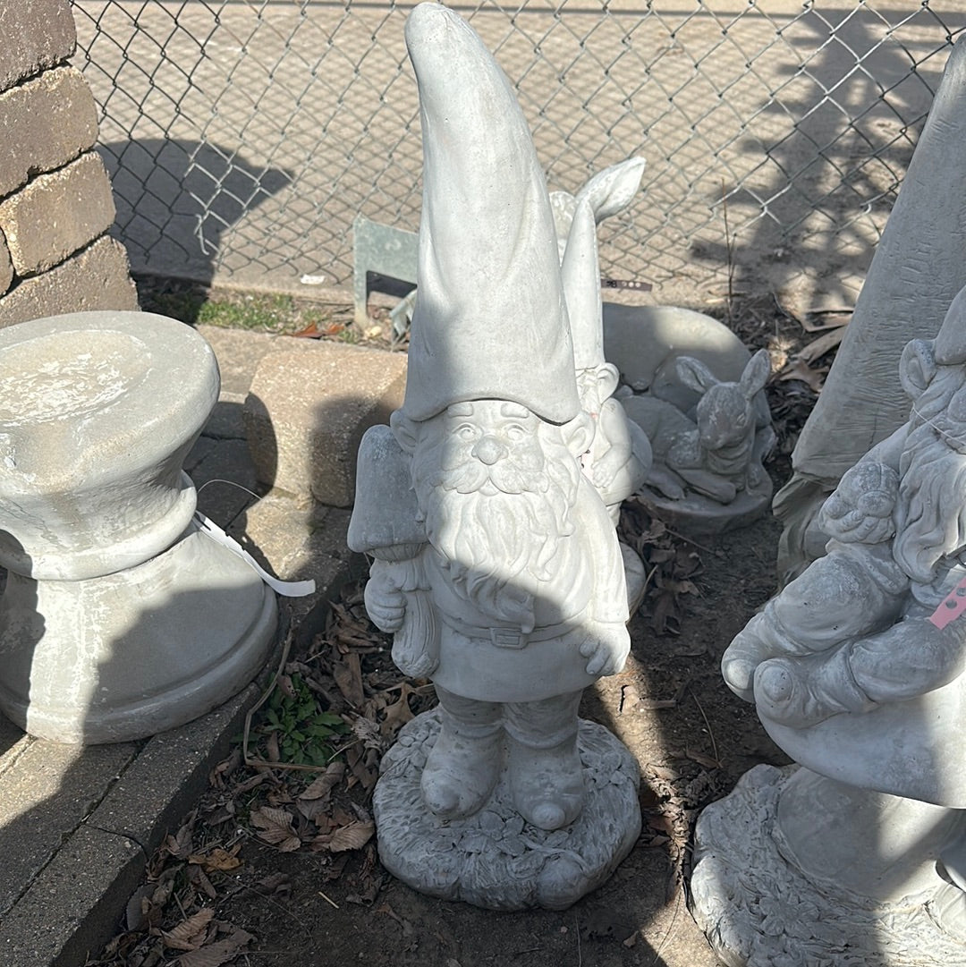 Standing gnome with mushroom statuary